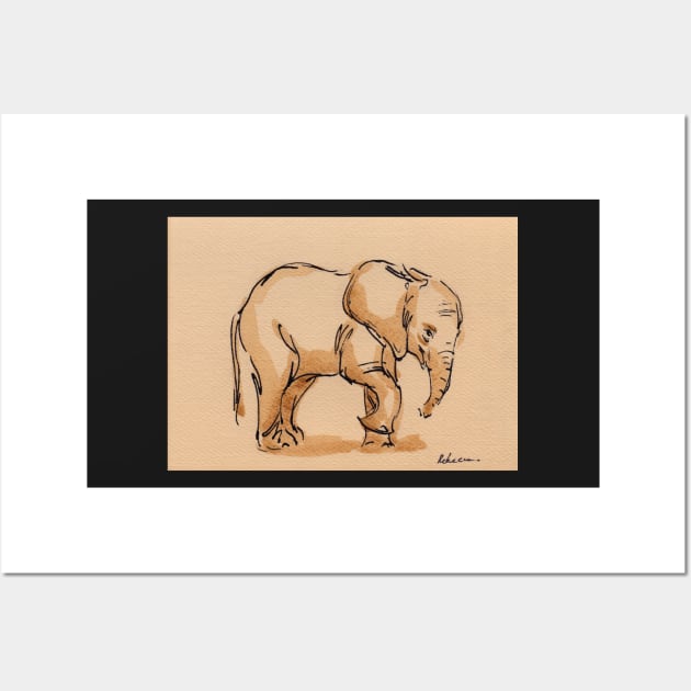 Little Lady:  Baby Elephant Watercolor Painting #17 - Loxodonta Africana Wall Art by tranquilwaters